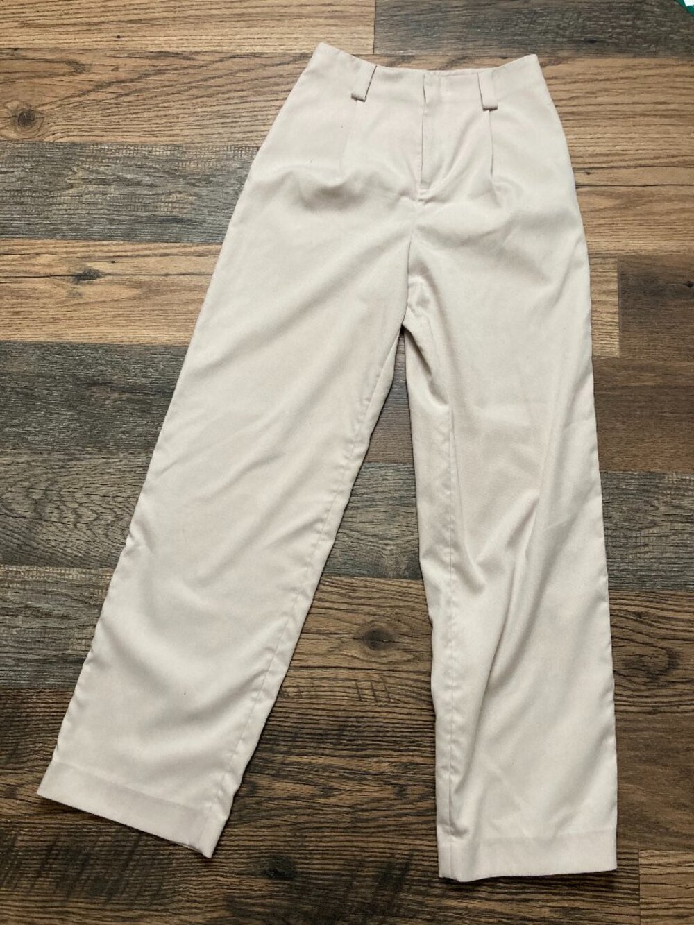LPA Women’s Size S Cream Beige High Waisted Wide Leg Tailored Pants Trousers